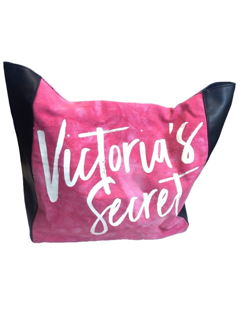 Victoria's Secret Large Tote Bag Pink Tie Dyed Canvas Inner Pockets Travel